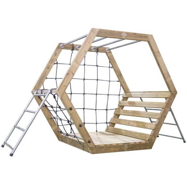 CLASSIC-WORLD-EDU-Wooden-Playground-XXL-Hexagonal-Climbing-Set CLASSIC WORLD EDU Wooden Playground XXL Hexagonal Climbing Set