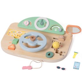 CLASSIC WORLD Wooden Manipulation Board Multifunction Motorized Steering Wheel