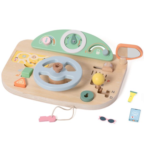 CLASSIC-WORLD-Wooden-Manipulation-Board-Multifunction-Motorized-Steering-Wheel CLASSIC WORLD Wooden Manipulation Board Multifunction Motorized Steering Wheel