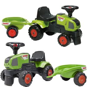 FALK Baby Claas Axos 310 Green Tractor with Trailer from 1 year