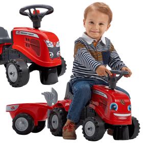 FALK Baby Massey Ferguson Red Tractor with Trailer + Accessories. From 1 year