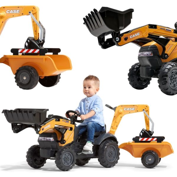 FALK-CASE-Pedal-Tractor-with-Excavator-Bucket-and-Trailer-2-5-years FALK CASE Pedal Tractor with Excavator Bucket and Trailer 2-5 years