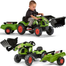 FALK Green Claas Tractor with Trailer and Pedal Bucket for 2-5 years