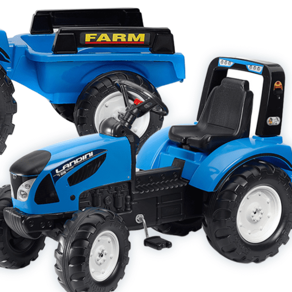 FALK-Landini-Blue-Pedal-Tractor-with-Trailer-for-ages-3 FALK Landini Blue Pedal Tractor with Trailer for ages 3+