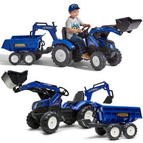 FALK New Holland Pedal Tractor Blue with Trailer from 3 Years