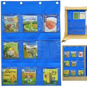 MASTERKIDZ Fabric Hanging Sheet with Pockets for Books and Pictures Blue