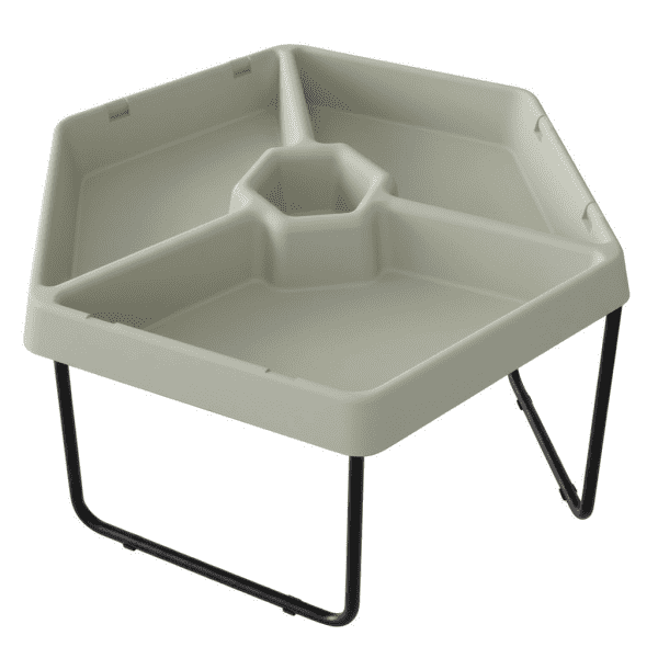 MASTERKIDZ Hexagonal Sand and Water Play Table with 3 Compartments and Adjustable Height