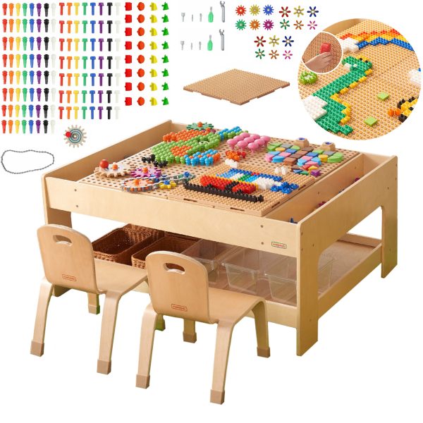 MASTERKIDZ-Wooden-Educational-Table-STEM-WALL-ACCESSORIES-135-Blocks MASTERKIDZ Wooden Educational Table + STEM WALL ACCESSORIES + 135 Blocks