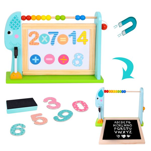 TOOKY-TOY-Large-Wooden-Double-Sided-Magnetic-Chalk-Board TOOKY TOY Large Wooden Double-Sided Magnetic + Chalk Board