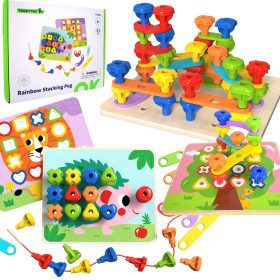 TOOKY-TOY-Multifunctional-Board-Set-of-Colored-Screws-Learning-Shapes TOOKY TOY Multifunctional Board Set of Colored Screws Learning Shapes