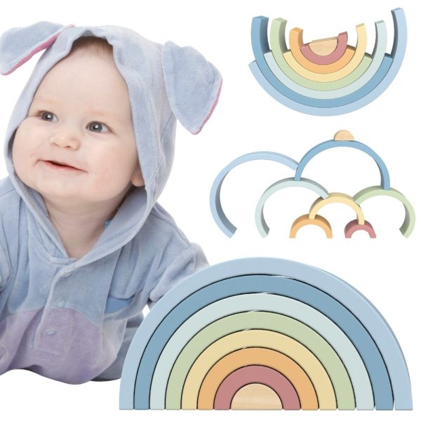 TOOKY-TOY-Pastel-Puzzle-Wooden-Montessori-Rainbow-Blocks TOOKY TOY Pastel Puzzle Wooden Montessori Rainbow Blocks