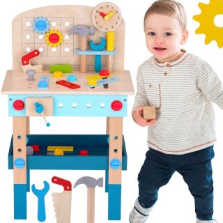 TOOKY TOY Wooden DIY Workshop Table