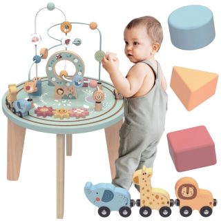 TOOKY TOY Wooden Montessori Activity Table Motor Loop
