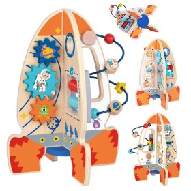 Tooky Toy Large Wooden Educational Toy Multifunctional Rocket