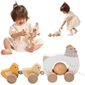 VIGA-PolarB-Wooden-Pulling-Hen-with-Chicks VIGA PolarB Wooden Pulling Hen with Chicks