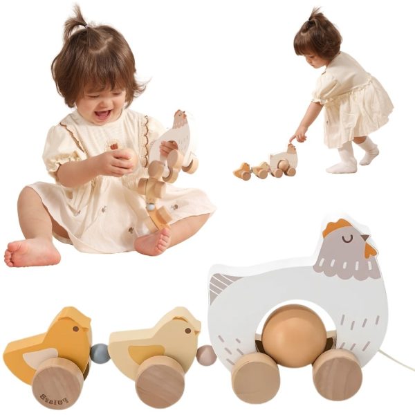 VIGA-PolarB-Wooden-Pulling-Hen-with-Chicks VIGA PolarB Wooden Pulling Hen with Chicks