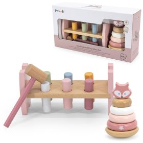 VIGA-PolarB-Wooden-Pyramid-Punch-with-Hammer-Set-Montessori-Fox VIGA PolarB Wooden Pyramid + Punch with Hammer Set Montessori Fox