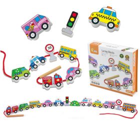 VIGA Wooden Blocks Wooden Interlacing Lace Cars