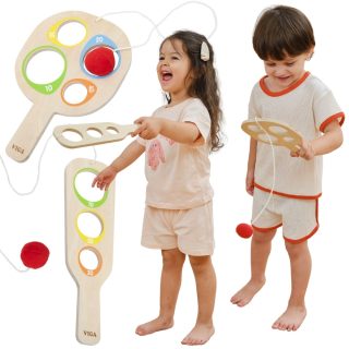 VIGA Wooden Catch the Ball Scoring Paddle Set