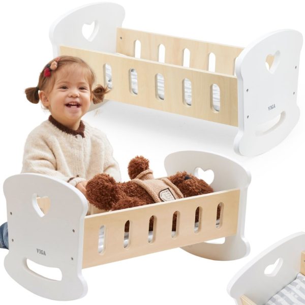 VIGA-Wooden-Doll-Cradle-with-Heart VIGA Wooden Doll Cradle with Heart