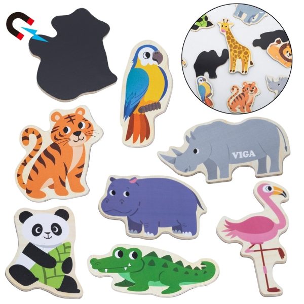 VIGA-Wooden-Magnets-Wild-Animals-–-Colorful-Educational-Magnets-18M VIGA Wooden Magnets Wild Animals – Colorful Educational Magnets 18M+