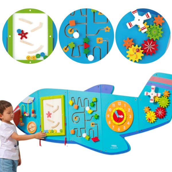 VIGA-Wooden-Manipulative-Sensory-Board-Airplane-FSC-Montessori-Certificate VIGA Wooden Manipulative Sensory Board Airplane FSC Montessori Certificate