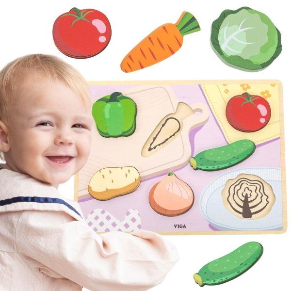 VIGA-Wooden-Puzzle-Montessori-2-in-1-Vegetable-Figures VIGA Wooden Puzzle Montessori 2-in-1 Vegetable Figures