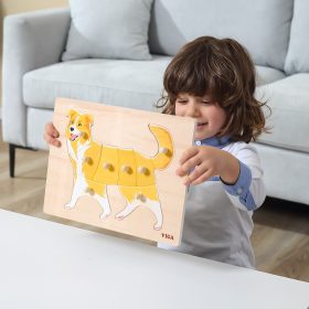 VIGA-Wooden-Puzzle-Set-12-Montessori-Animal-Puzzles-Stand-3
