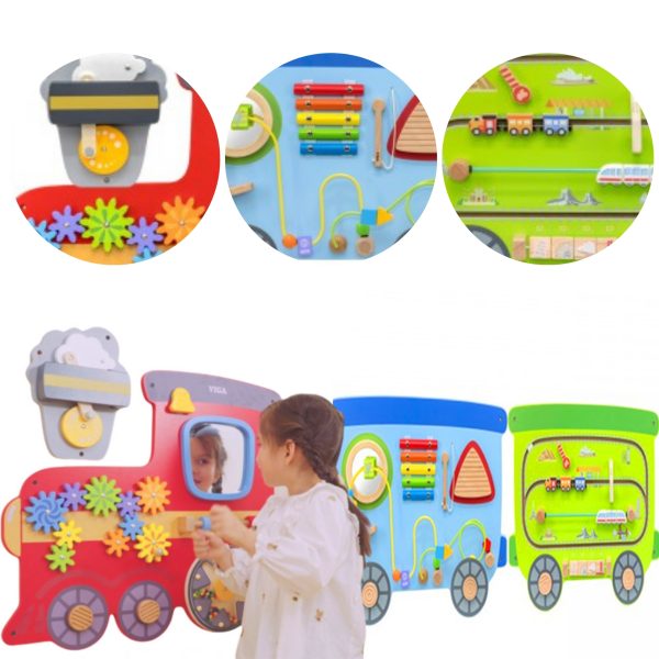 VIGA-Wooden-Sensory-Manipulation-Board-EDU-Train VIGA Wooden Sensory-Manipulation Board EDU Train