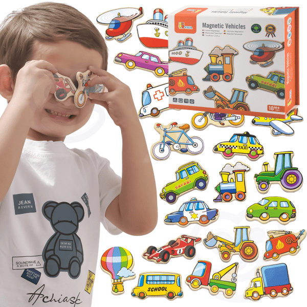 VIGA-Wooden-Vehicle-Magnets-Set VIGA Wooden Vehicle Magnets Set
