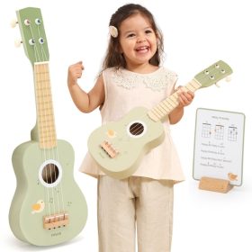 Viga Wooden Ukulele Guitar for Kids Green with Musical Notes