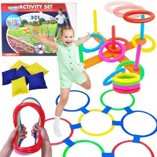 WOOPIE 3-in-1 Serso Cornhole Hopscotch Bean Bag Throw Set