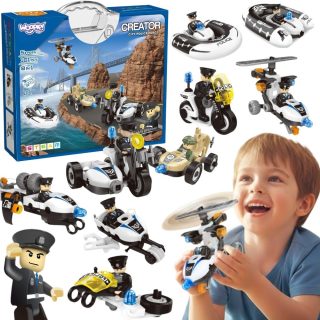 WOOPIE Building Blocks Build Police Vehicles 8 STEAM Models – Become a city hero!
