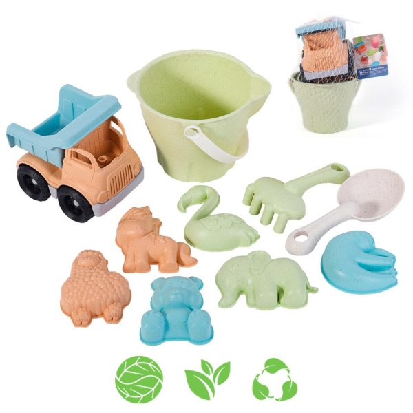 WOOPIE-GREEN-Sand-Bucket-Set-with-Car-11-pcs.-BIODEGRADABLE-ORGANIC-MATERIAL WOOPIE GREEN Sand Bucket Set with Car 11 pcs. BIODEGRADABLE ORGANIC MATERIAL