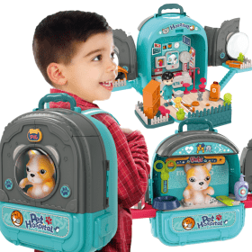 WOOPIE Little Veterinarian Set 3in1 House in a Backpack Dog