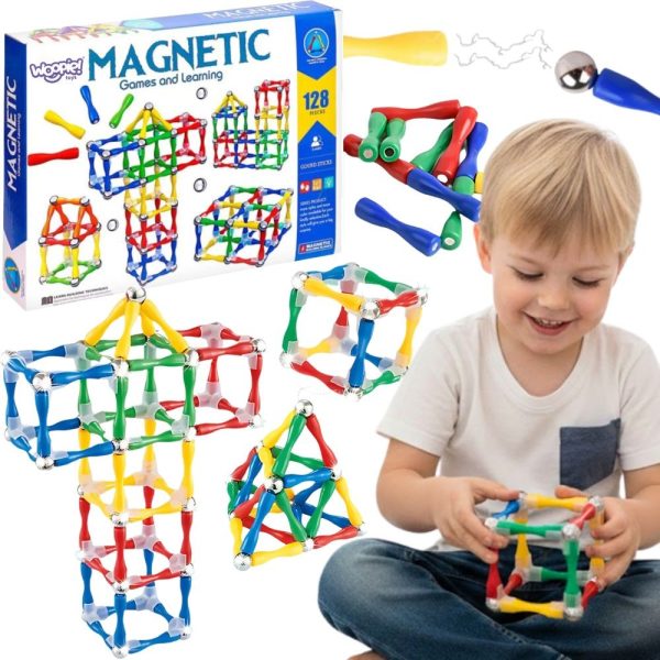 WOOPIE Magnetic Construction Blocks 3D 128 pcs XXL