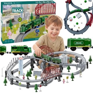 WOOPIE Modern Electric Train Track XXL Cargo Locomotive Set 128 pcs.