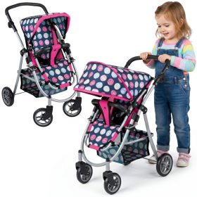 WOOPIE ROYAL Doll's Pram with Adjustable Seat and 4 Wheels