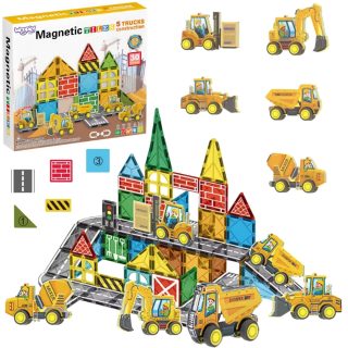 Woopie Magnetic Building Block Set with Construction Vehicles
