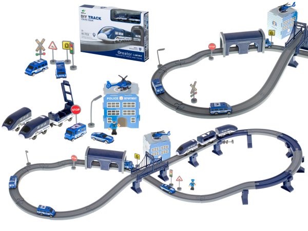 Elektrinio traukinio policijos automobiliai 92 elementai ~300cmŽaislai/Automobilių vėžės Elektrinio traukinio policijos automobiliai 92 elementai ~300cm