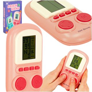 Elektroninis arkadinis žaidimas mini konsolė nešiojamas kišeninis tetris rožinis