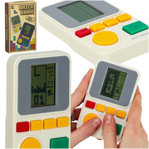 Elektroninių arkadinių žaidimų nešiojamoji konsolė baltaŽaislai / elektroniniai žaislai Elektroninių arkadinių žaidimų nešiojamoji konsolė balta