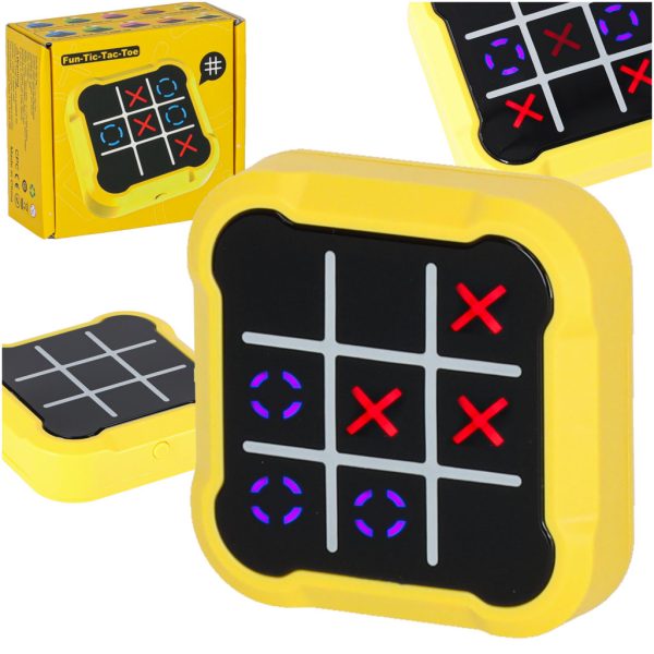 Kryžių ratas elektroninis galvosūkių žaidimas tic tac toe konsolė nešiojamas geltonas