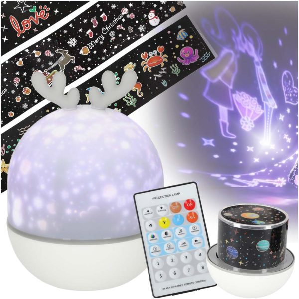 LED žvaigždžių projektoriaus naktinė šviesa USB pasukamas 6 motyvai nuotolinio valdymo pultas elniasVaikas/Vaikų kambarių dekoracijos/Žvaigždžių projektoriai LED žvaigždžių projektoriaus naktinė šviesa USB pasukamas 6 motyvai nuotolinio valdymo pultas elnias