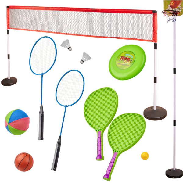 Sporto rinkinys 5in1 badmintonas krepšinis tinklinis tenisas frisbisŽaislai / teminiai žaislai / sporto žaislai Sporto rinkinys 5in1 badmintonas krepšinis tinklinis tenisas frisbis