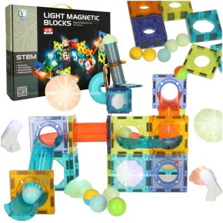 Šviečiantis magnetinis marmurinis rutuliukų takelis 49 elementai