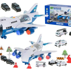 Transporterio lėktuvas + 6 automobiliai policijos šonas/priekyjeŽaislai/Automobiliai ir transporto priemonės Transporterio lėktuvas + 6 automobiliai policijos šonas/priekyje