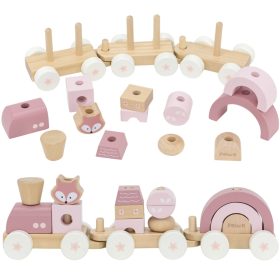 VIGA PolarB Pink Train with Carriages Blocks