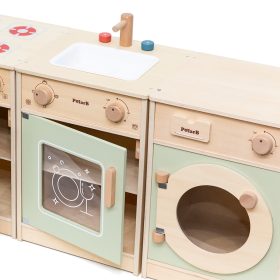 VIGA-PolarB-Wooden-Kitchen-Set-XL-Washing-Machine-Stove-Dishwasher-Green-2 Dishwasher - Green