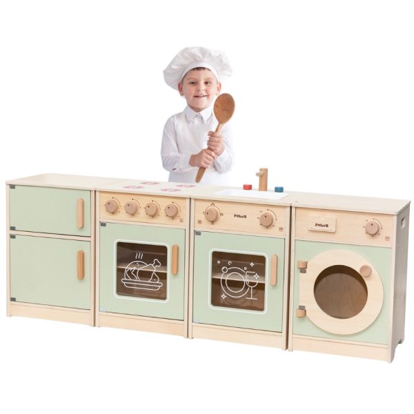 VIGA-PolarB-Wooden-Kitchen-Set-XL-Washing-Machine-Stove-Dishwasher-Green VIGA PolarB Wooden Kitchen Set XL Washing Machine